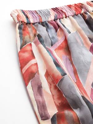 Women Abstract Printed Regular Kurta With Trousers 7