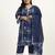 blue cotton straight kurta dupatta set (plus size)