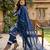 blue cotton straight kurta dupatta set (plus size)
