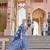 navy blue ethnic motifs a-line one pocket kurta trouser dupatta set
