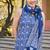 navy blue ethnic motifs a-line one pocket kurta trouser dupatta set