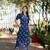 navy blue a-line one pocket kurta trouser set