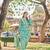 Yufta sea green floral sequins work a-line kurta salwar dupatta set