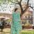 Yufta sea green floral sequins work a-line kurta salwar dupatta set