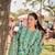 Yufta sea green floral sequins work a-line kurta salwar dupatta set