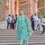 sea green anarkali pintuck detailing kurta trouser dupatta set