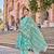 sea green anarkali pintuck detailing kurta trouser dupatta set