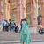 sea green anarkali pintuck detailing kurta trouser dupatta set