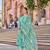 sea green anarkali pintuck detailing kurta trouser dupatta set