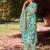 sea green floral sequins work straight kurta trouser dupatta set