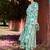 sea green floral sequins work straight kurta trouser dupatta set