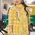 yellow floral straight thared work kurta trouser dupatta set