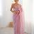 Pink net embellished saree with unstitched blouse piece.