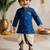 Boys cotton silk kurta dhoti set - blue onam traditional ethnic wear with zardozi & zari embroidery