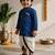 Boys cotton silk kurta dhoti set - blue onam traditional ethnic wear with zardozi & zari embroidery