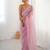 Pink net embellished saree with unstitched blouse piece.