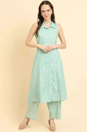 Ethnic Motifs Printed Panelled Kurta with Trousers