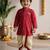 Boys cotton silk kurta dhoti set - red onam traditional ethnic wear with zardozi & zari embroidery