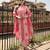 pink kantha work a-line kurta trouser dupatta set