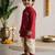 Boys cotton silk kurta dhoti set - red onam traditional ethnic wear with zardozi & zari embroidery