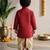 Boys cotton silk kurta dhoti set - red onam traditional ethnic wear with zardozi & zari embroidery