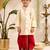 Boys gold cotton silk zardozi embroidery kurta dhoti set