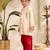 Boys gold cotton silk zardozi embroidery kurta dhoti set