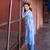 Yufta blue floral print a-line design this kurta trouser set