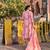 pink zig zag floral print a-line design kurta trouser dupatta set