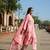 pink zig zag floral print a-line design this kurta trouser dupatta set