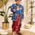Boys blue silk blend jodhpuri jacket short kurta foil print dhoti set