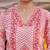 pink zig zag floral print a-line design kurta trouser dupatta set