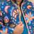 Boys blue silk blend jodhpuri jacket short kurta foil print dhoti set