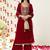 Women Ethnic Motifs Yoke Design Zari Work Velvet Kurta & Trousers With Dupatta