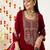 Women Ethnic Motifs Yoke Design Zari Work Velvet Kurta & Trousers With Dupatta