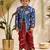 Boys blue silk blend jodhpuri jacket short kurta foil print dhoti set