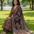 Yufta blue floral print a-line angrakha kurta trouser dupatta set