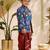Boys blue silk blend jodhpuri jacket short kurta foil print dhoti set
