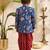 Boys blue silk blend jodhpuri jacket short kurta foil print dhoti set