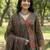 green floral print a-line angrakha kurta trouser dupatta set
