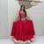Red lampi bordar & ribbon work Cotton Navratri Lahenga Choli