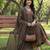 green floral print a-line angrakha kurta trouser dupatta set