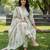 sea green floral print a-line kurta trouser dupatta set