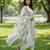 sea green floral print a-line kurta trouser dupatta set