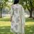 sea green floral print a-line kurta trouser dupatta set