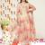Floral Printed Halter Neck Anarkali Kurta & Trousers With Dupatta