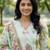 sea green floral print a-line kurta trouser dupatta set