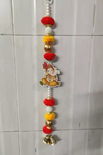 ganesh ji pompom hanging for home decoration festive home hanging decorations (pack of 4)