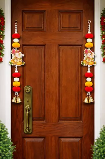 ganesh ji pompom hanging for home decoration festive home hanging decorations (pack of 4)
