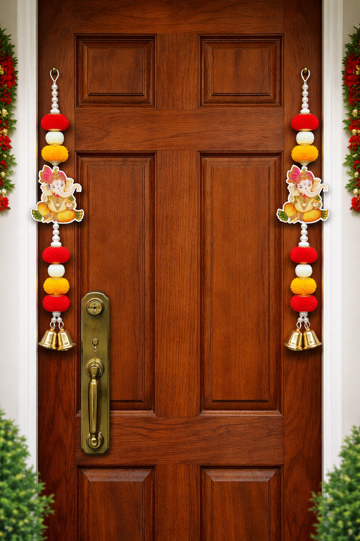 ganesh ji pompom hanging for home decoration festive home hanging decorations (pack of 4)